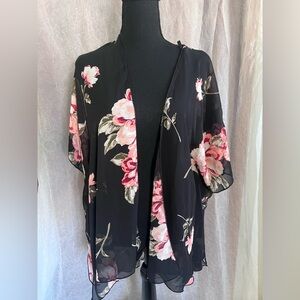 Gorgeous Sheer floral black & pink cardigan